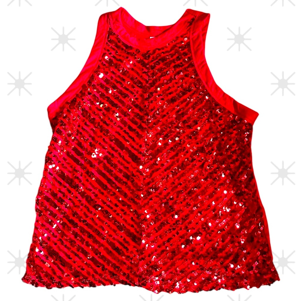 Sequined Red Top, Junior Size L, No Boundaries